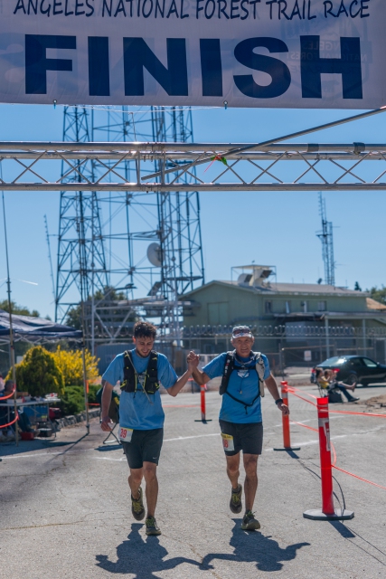 German and me at the Finish of the 2019 ANFTR 50K. It was German's first 50K. Photo by <a href=
