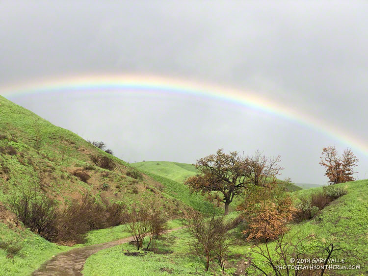 Rainbow at Ahmanson Ranch a few months after the Woolsey Fire.