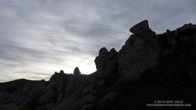 Rock formations along the western-most ridge on the north side of Boney Mountain in the Santa Monica Mountains.