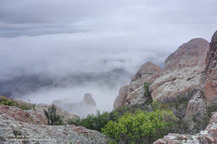 Encroaching clouds on Boney Mountain's Western Ridge. January 10, 2016.