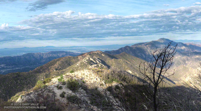 Brown Mountain is the rounded summit in the center along the divide. The Verdugo Mountains are to the left and Mt. Lukens to the right.