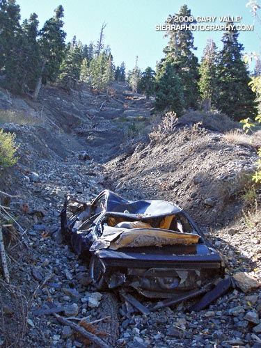 A totaled vehicle is an odd thing to find on a trail.