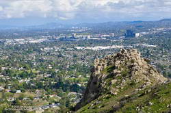 Castle Peak with the San Fernando Valley and Warner Center in the background.