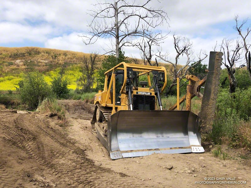 Equipment used to scrape and grade dirt roads in the area of upper Las Virgenes Canyon.