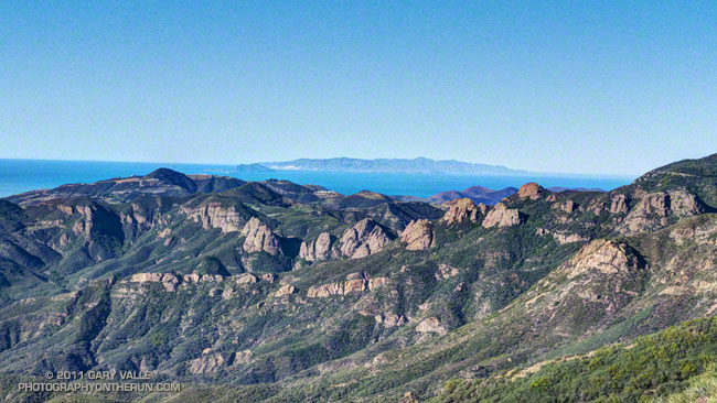 Crags in the Circle X area and the Channel Islands from the Etz Meloy section of the Backbone Trail