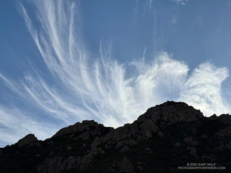 Cirrus clouds and Boney Mountain's western rim from the Old Boney Trail