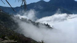 Clouds pushing up San Antonio Canyon and the southeastern slopes of Mt. Baldy.
