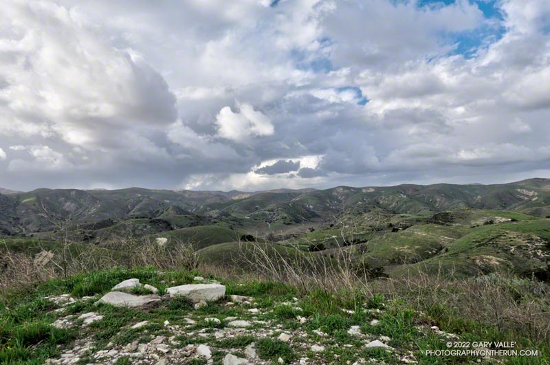 Clouds associated with an upper level low north of Los Angeles