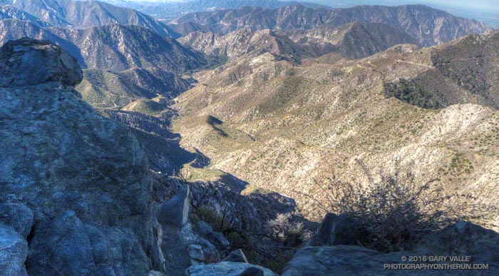Colby Canyon and Arroyo Seco from high on Strawberry Peak.