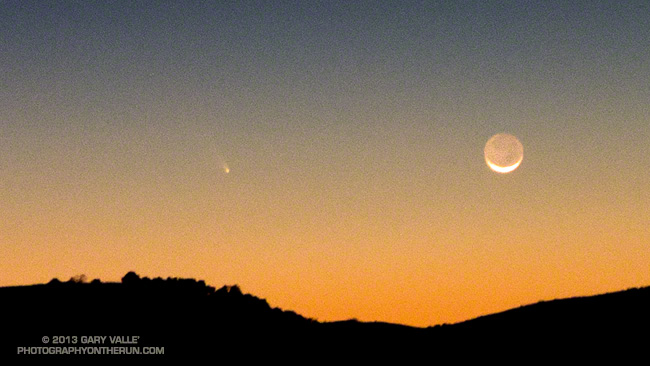 Comet PanSTARRS and the crescent moon from the Simi Hills, near Los Angeles