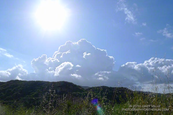 Developing cumulus over the Santa Monica Mountains.