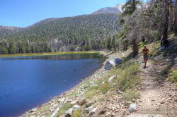 Trail runner at Dry Lake on San Gorgonio Mountain