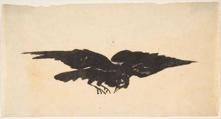 The Flying Raven, Ex Libris for The Raven by Edgar Allan Poe,1875, Édouard Manet, The Metropolitan Museum of Art.