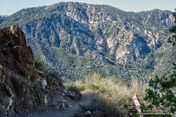 Looking across the canyon to the Gabrielino Trail below Red Box, and Supercloud Canyon