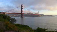 Broken clouds and early morning light on the Golden Gate Bridge