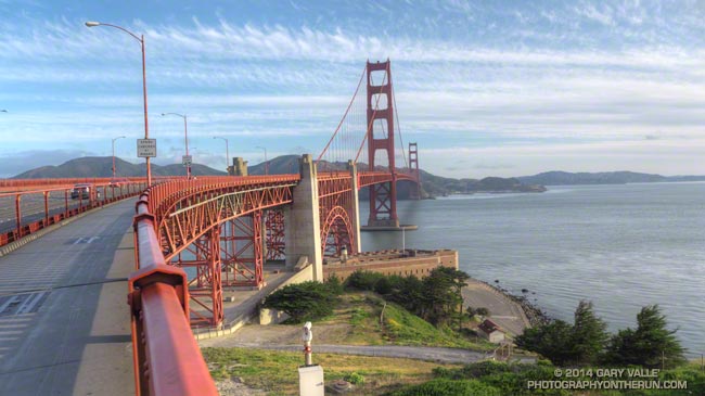 Running across the Golden Gate Bridge