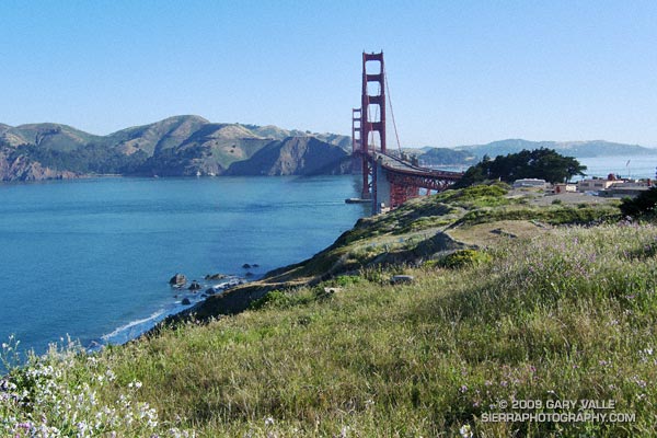 Morning view of the Golden Gate Bridge from an overlook on the Coastal Trail on our Presidio loop trail run.