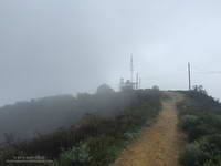 Cloud-shrouded Green Peak on Temescal Ridge Trail fire road.