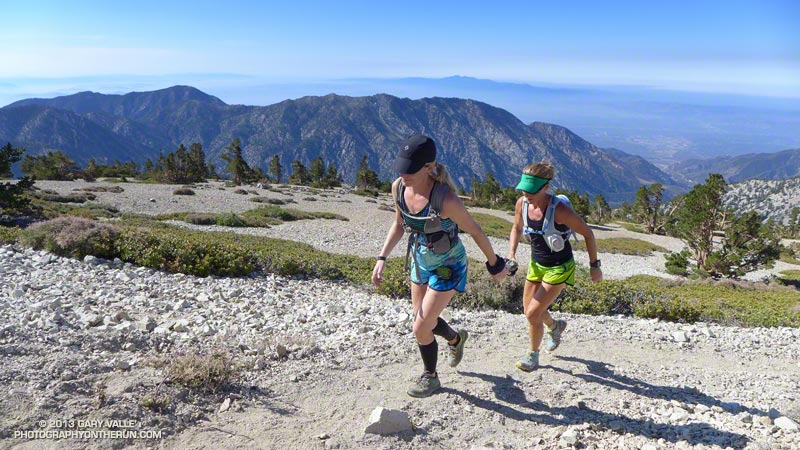 Skye and Ann in sync and pushing the pace to the top of Mt. Baldy on the Ski Hut/Baldy Bowl Trail.