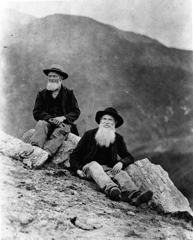 This 1884 photograph of Jason and Owen Brown -- sons of abolitionist John Brown -- looks like it was taken part way up Brown Mountain, rather than on Mt. Wilson as captioned in the archive. Photo courtesy of the Los Angeles Public Library.