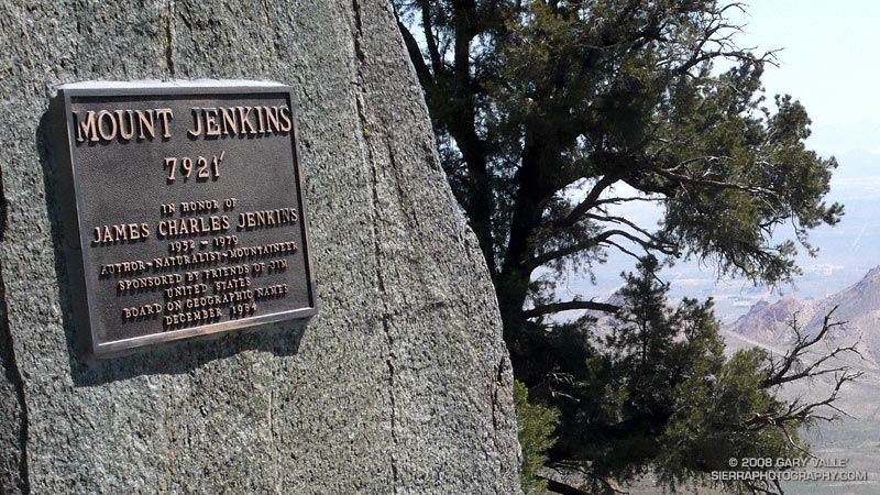 Plaque on the PCT north of Walker Pass, that commemorates the naming of Mt. Jenkins. 