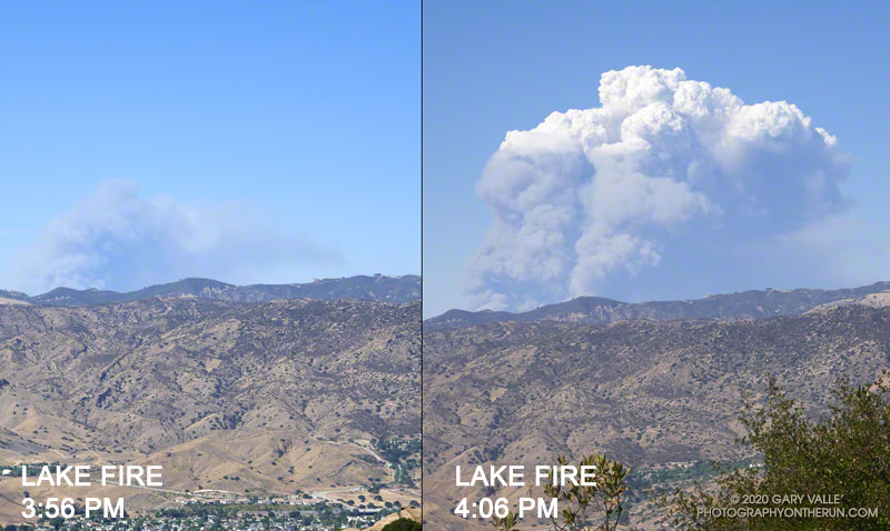 Development of Lake Fire pyrocumulus cloud over 10 minutes