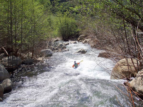 Gary Gunder paddling Upper Matilija Creek.