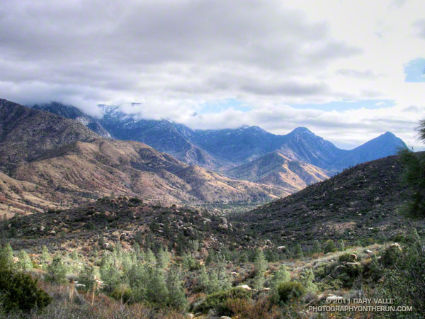 View back down the Kern River drainage from near the high point of Whiskey Flat Trail at about mile 10.3 of the Burger Run. November 12, 2011.