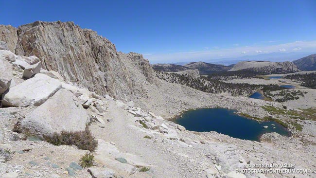 View east past High Lake from the switchbacks below New Army Pass