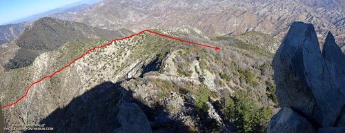 Overview of the route of the old Colby Trail from Strawberry Peak
