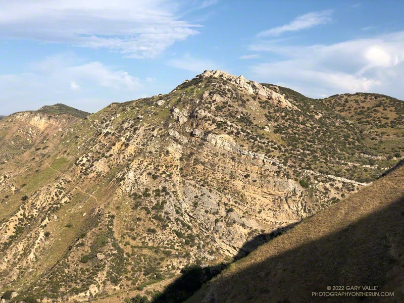 Peak at the head of Chivo Canyon from the pass between Las Llajas Canyon and Chico Canyon.
