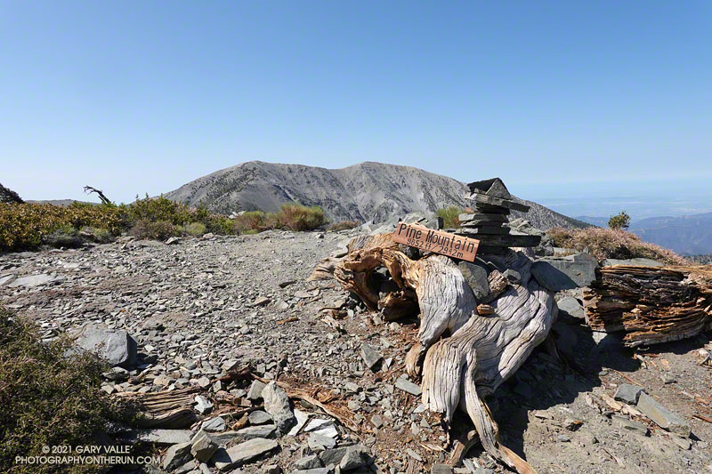 The summit of Pine Mountain with Mt. Baldy in the background.  July 17, 2021.