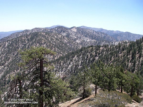 Peaks along Pleasant View Ridge in the San Gabriel Mountains.