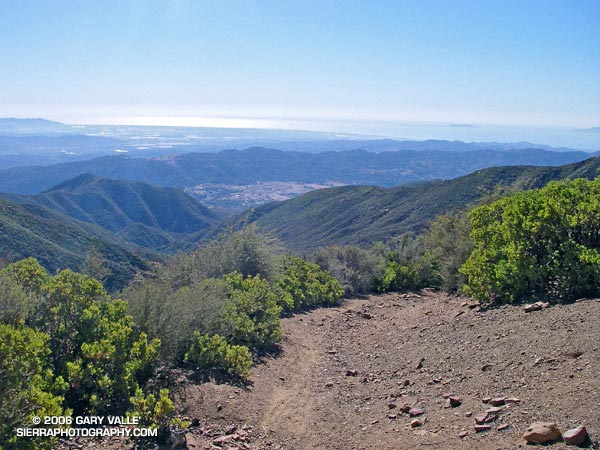 View of the Ojai Valley, the coast from Pt. Mugu to Ventura, and the southernmost Channel Islands.