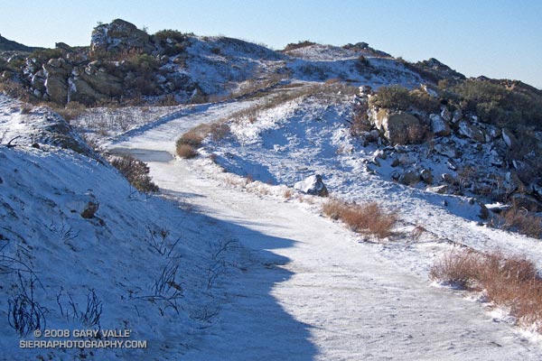 Snow on Rocky Peak fire road.