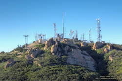 The antennae-festooned west summit of Saddle Peak in the Santa Monica Mountains