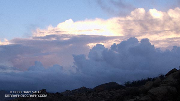 Clearing clouds, northwest of Los Angeles, following the passage of an upper low storm system that resulted in widespread rainfall in Southern California.