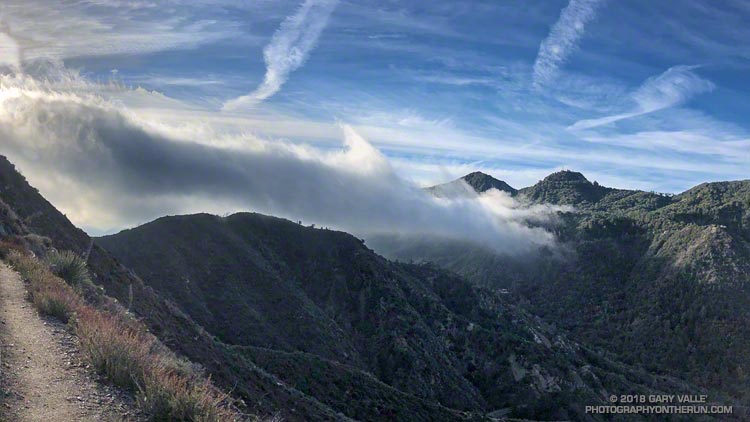 San Gabriel Peak, Mt. Disappointment and clouds from the Strawberry Peak Trail.