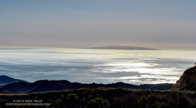 Windblown stratus on Santa Monica Bay with Palos Verdes Peninsula in the distance