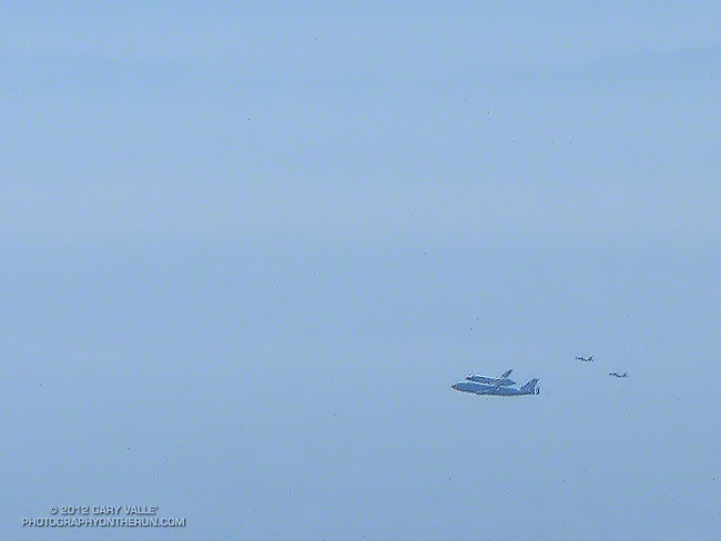 Space Shuttle Endeavour on NASA's 747 Shuttle Carrier Aircraft over the Pacific near Malibu