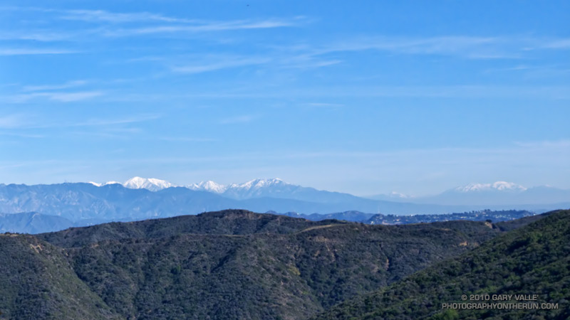 Mt. Baldy, on the left; and in the distance San Bernardino Peak, on the right.