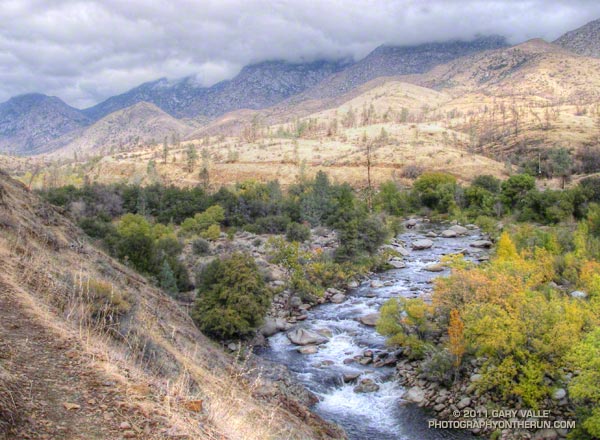 Low water view of Sock'em Dog Rapid on the Wild & Scenic Kern River from the Whiskey Flat Trail at about mile 6.0 of the Burger Run. November 12, 2011.