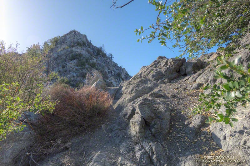 The northwest ridge of Strawberry Peak just before the Class 2-3 rock climbing segment.