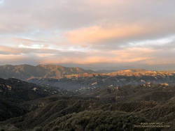 Sunrise view of Hondo Canyon, Topanga Lookout, and Henry Ridge in the Santa Monica Mountains.