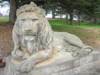 One of two lion statues at the entrance to Sutro Heights Park.