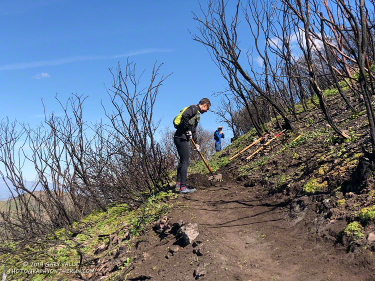 Trail runners assisting the SMMTC in trail work on the Chamberlain Trail segment of the Backbone Trail.