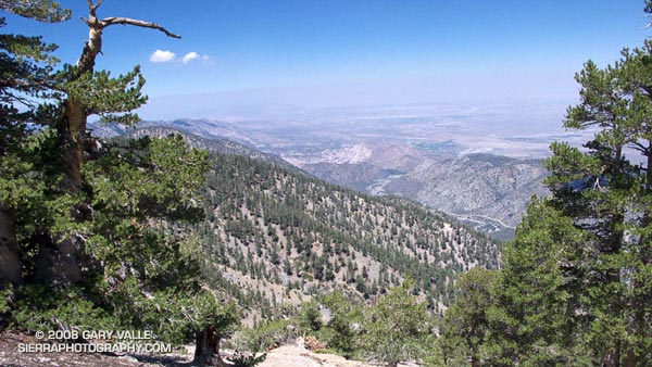 View of the South Fork Big Rock Creek and Devil's Punchbowl from Mt. Baden-Powell.