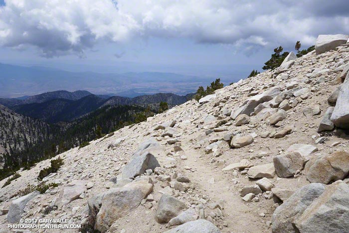 Sun and clouds on the Vivian Creek Trail about a mile from the summit of San Gorgonio Mountain.