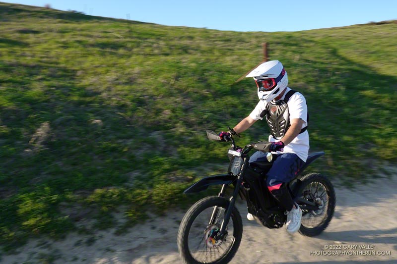 e-dirt bike in Upper Las Virgenes Canyon Open Space Preserve (aka Ahmanson Ranch)