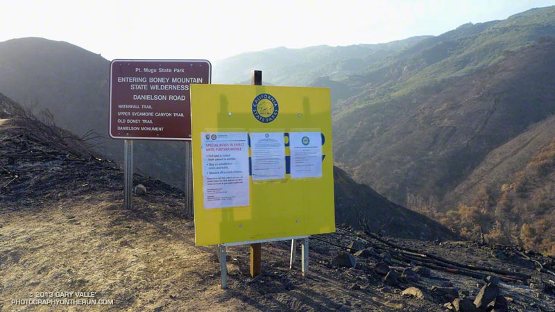 Sign at the Boney Mountain Wilderness Boundary describing the special rules in effect in Pt. Mugu State Park. May 25, 2013.
